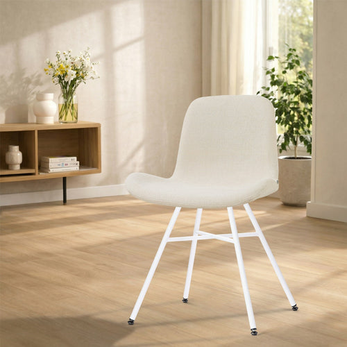 Nolon Noa-Fé Eetkamerstoel Cottonbeige - Wit Onderstel
