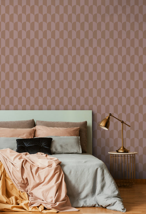 ESTAhome behang art deco bogen oudroze en bruin - 53 cm x 10.05 m - 131235 - vtwonen shop