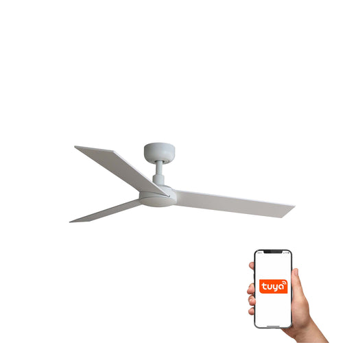 Faro Rudder Kleine plafondventilator met 3 bladen, matwit, 2700 - 4000 - 6500K, Tuya Smart System