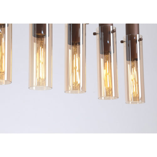Searchlight Sweden II 8 lichtbalk plafond hanglamp mokka metaal & amber glas
