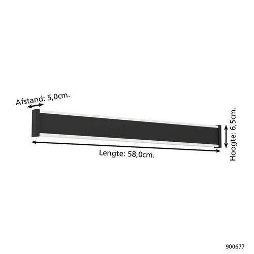 EGLO wandlamp buiten Neviano - led - 58 cm - zwart/wit