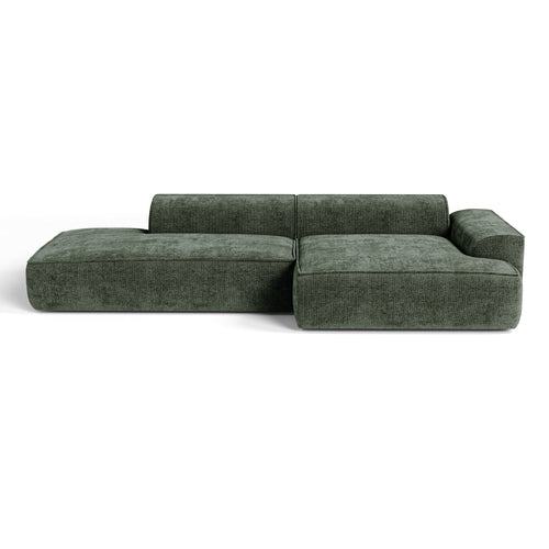Premium Interiors - Rechthoekige hoekbank HANA - fluweel weefsel olijfgroen 300cm