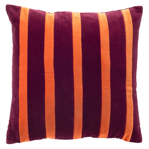 VASCO - sierkussen 45x45 cm - fluweel - gestreept - Purple Potion - paars, oranje