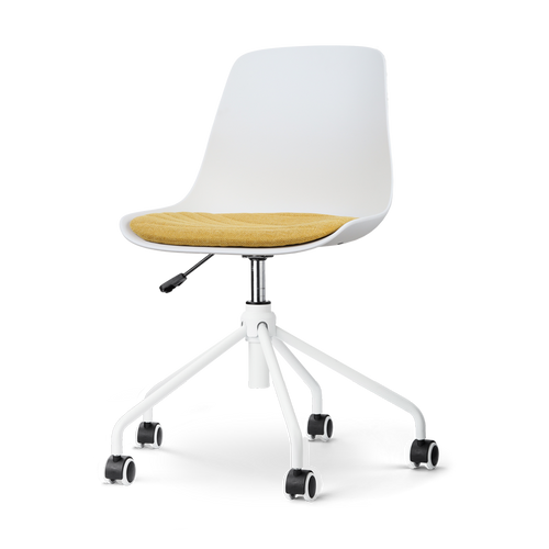 Nolon Nout-Liv Bureaustoel Wit - Okergeel Kussen - Wit Onderstel - vtwonen shop