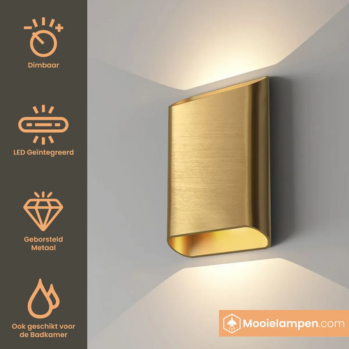 Artdelight Wandlamp Diaz L - Warm Goud