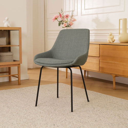 Nolon Nora-Isa Eetkamerstoel Saliegroen - Stof - Zwart Onderstel - vtwonen shop