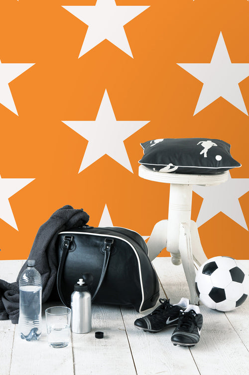 ESTAhome behang sterren oranje en wit - 53 cm x 10.05 m - 115873