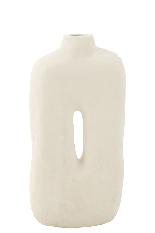 J-Line vaas pot Square - papier maché - wit - 50 cm hoog