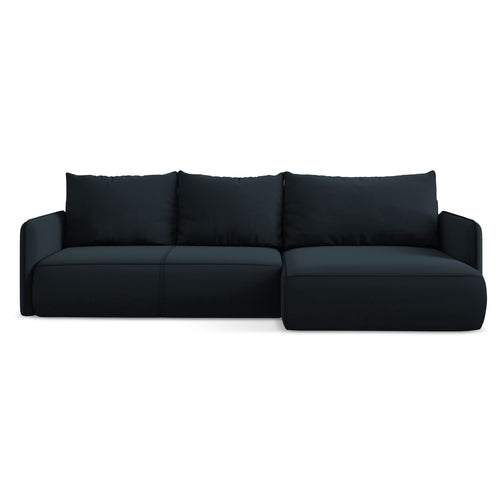 LaMiaSofa hoekbank rechts Palermo - velours - koningsblauw - 240x148x86