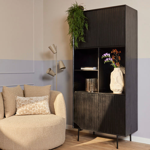 StarFurn Vakkenkast Madison - Zwart Hout - 90x45x200cm