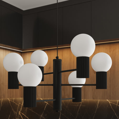 Sollux Lighting Kroonluchter HALO 6 zwart - 64x64x230cm
