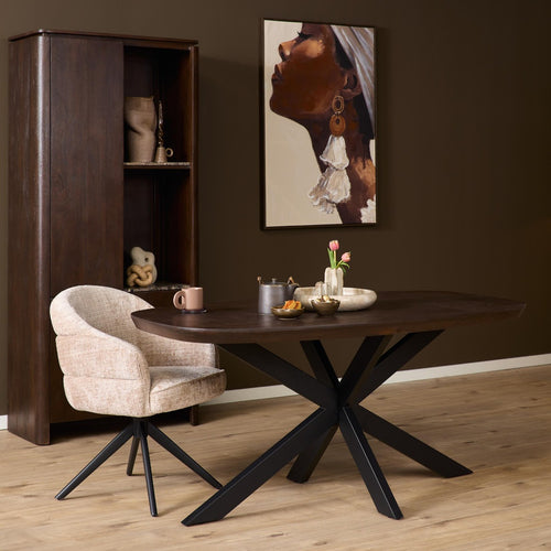 StarFurn Eettafel Madison - Deens Ovaal Bruin/Zwart - 160x90x76cm