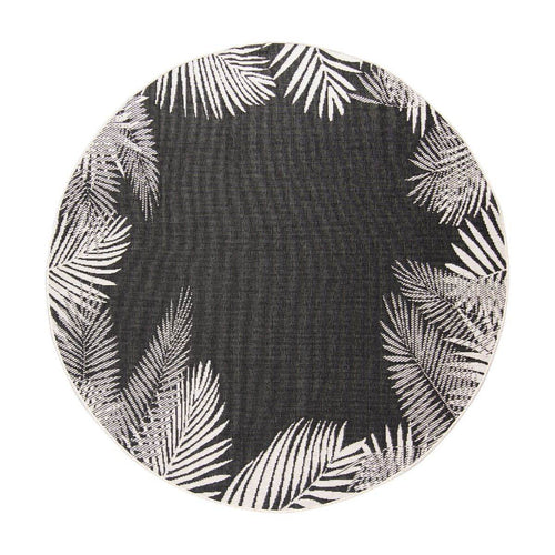 Rond Buitenkleed Leaf - Zwart - dubbelzijdig - EVA Interior - 240 x 240 cm - vtwonen shop