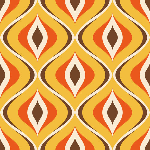 Sanders & Sanders behang retro ornamenten geel en oranje - 50 x 900 cm - 935405