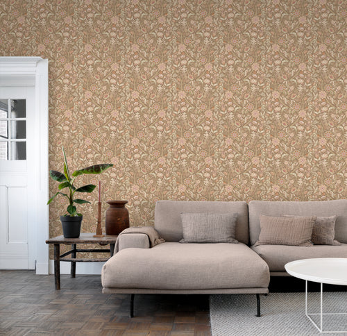 ESTAhome behang vintage bloemen bruin en roze - 50 x 900 cm - 131329