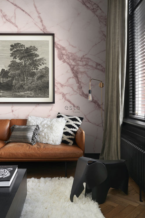 ESTAhome fotobehang marmer grijs roze - 3 x 2,79 m - 158949