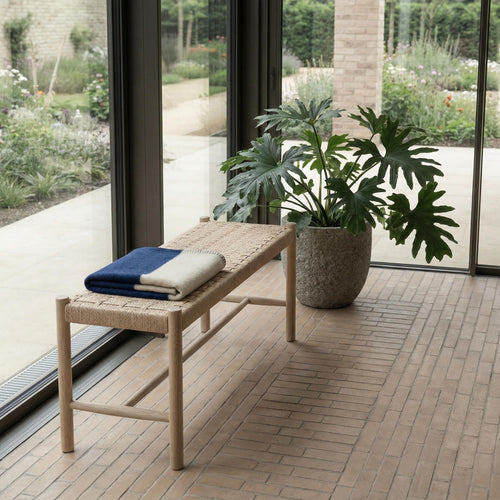 Furnhouse bankje Shine - Witte olie - Papiergaren - 36x90x45