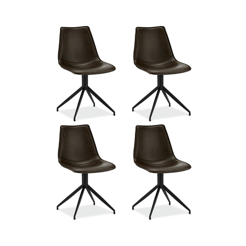 Furnhouse eetkamerstoel Isabel - Donkerbruin - Kunstleer - Set van 4