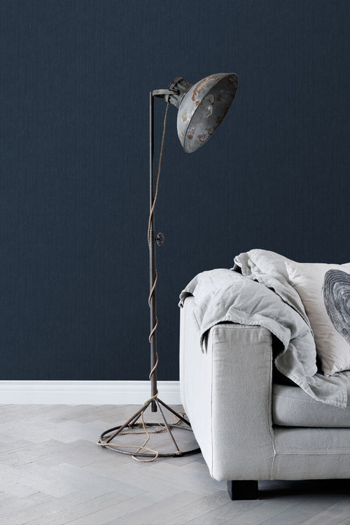 ESTAhome behang effen denim jeans structuur donkerblauw - 53 cm x 10.05 m - 148707