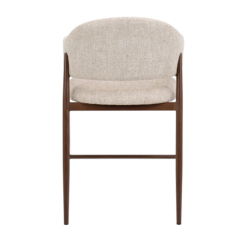 DÉJA Living Barstoel Dénia - Beige/Walnoot Stof - Zithoogte 65cm - Set van 2 - vtwonen shop