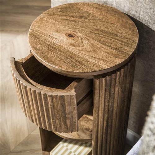 Giga Meubel Nachtkastje Wave XS - Naturel Mangohout - 30x30x60cm