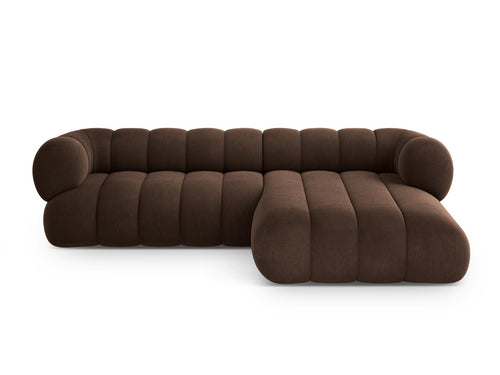 Cosmopolitan Design rechter hoekbank Koge 5-zits, flueel chocolade - 165x270x70cm
