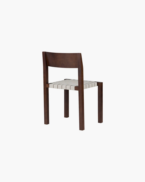 noo.ma Toli Chair - minimalistische eetkamerstoel, massief beukenhout, gevlochten katoenzitting, mat transparant afgewerkt