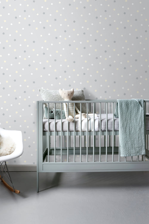 Sanders & Sanders behang sterretjes groen grijs - 53 cm x 10 m - 640571