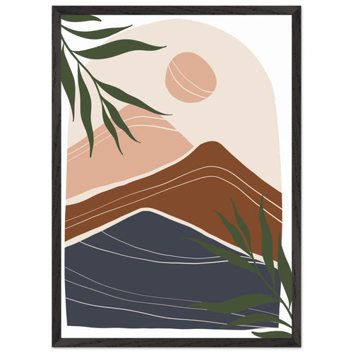 Artfulprints Poster met Lijst Boho – Mountain sun   - 50x70 cm - Bruin