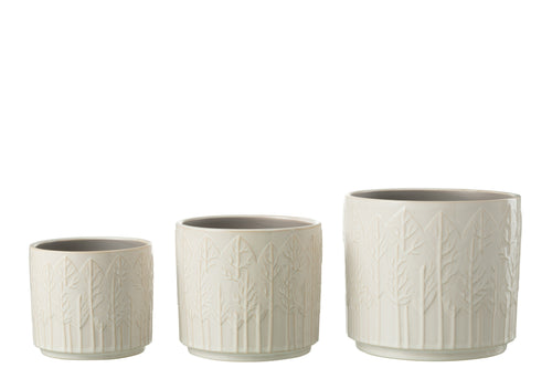 J-Line bloempot Blad - keramiek - wit - large - Ø 17 cm