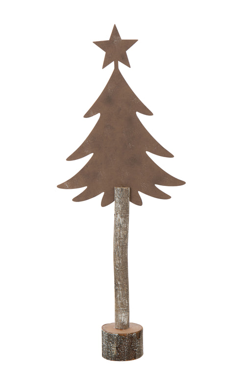 J-Line decoratie Kerstboom + Ster - ijzer/hout - bruin - large - vtwonen shop
