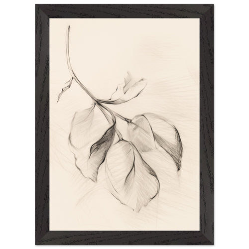 Artfulprints Poster met Lijst Botanical branch   - A4 21x29.7 cm - Zwart / Wit