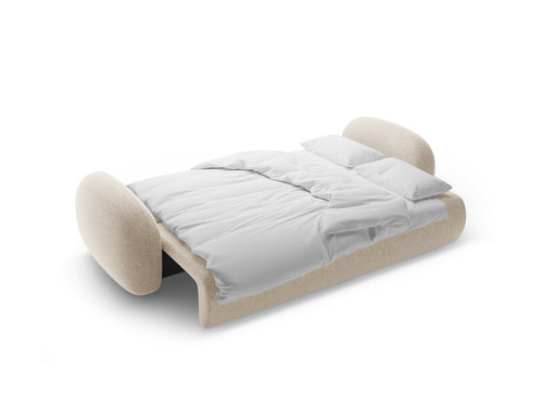 Cosmopolitan Design Slaapbank met opbergdoos Tonale 3-zits, chenille donkerbeige - 105x262x88cm