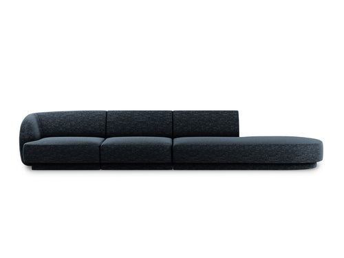 Micadoni - Rechte bank "Miley" 4 zitplaatsen, chenille, koningsblauw - 90x323x70cm