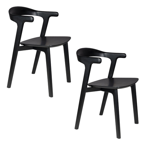 Zuiver Northwood Eetkamerstoelen Hout Zwart - Set van 2