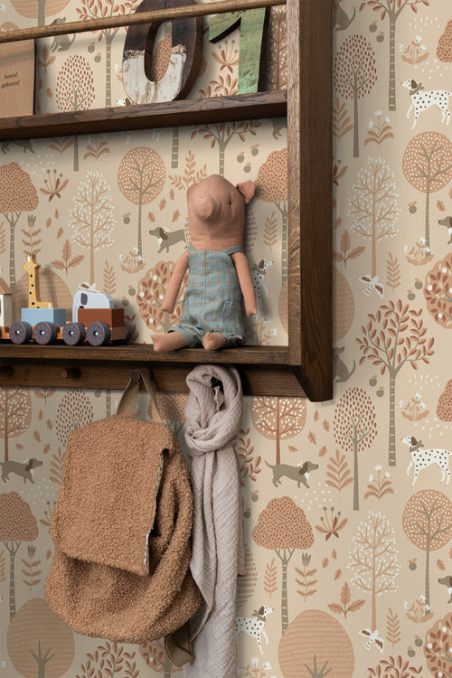 ESTAhome behang honden beige en terracotta roze - 53 cm x 10.05 m - 139711 - vtwonen shop