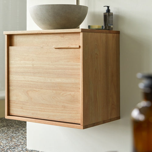 Tikamoon Badkamermeubel van massief heveahout eikenkleur 60 cm - Naturel