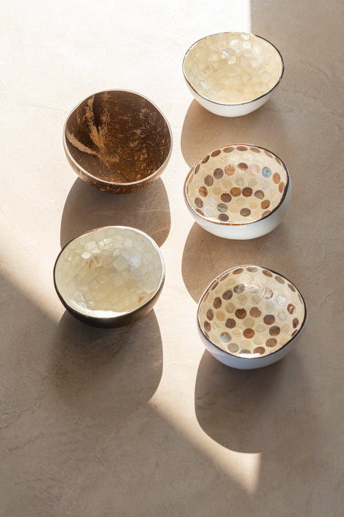 J-Line bol Nuye halve kokosnoot - bamboe/verf - wit