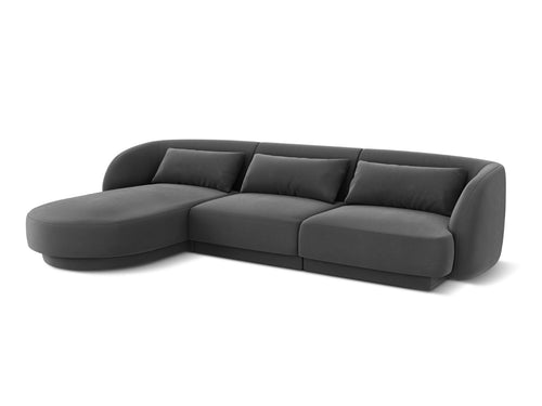 Cosmopolitan Design linker hoekbank Tulum 4-zits, flueel, grijs - 156x255x70cm
