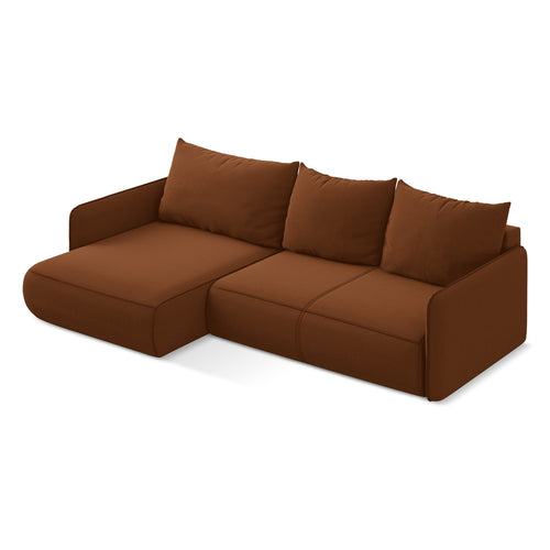 LaMiaSofa hoekbank links Palermo - velours - terracotta - 240x148x86