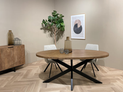 Livingfurn eetkamertafel Rocky Oval - 240 cm - mangohout