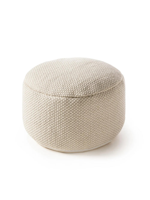 benuta handgemaakte wollen poef Rocco - wit - 55x55x30 cm