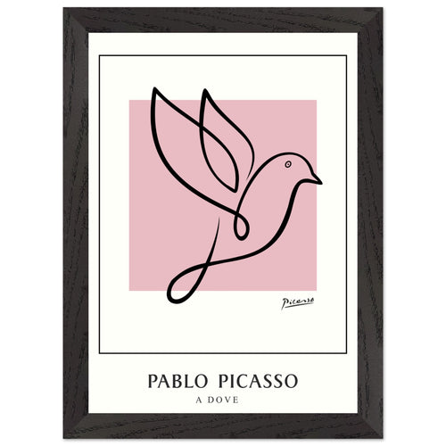 Artfulprints Poster met Lijst Pablo Picasso - A dove   - A4 21x29.7 cm - Roze