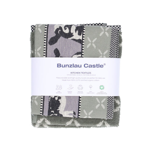 Luxe Keukendoek en Theedoek Koe Donkergroen -  Bunzlau Castle - 100% biologisch GOTS katoen - vtwonen shop