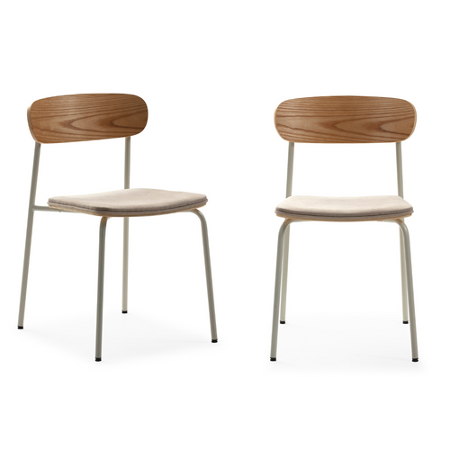 Calicosy - ADRIANA Set van 2 stoelen in stof - Grijs - 51x46x47 cm