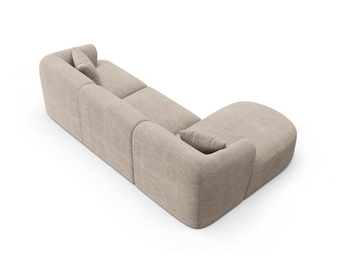 Cosmopolitan Design Modulaire hoekbank links Campi 4-zits, ribfluwelen cappuccino - 156x256x70cm