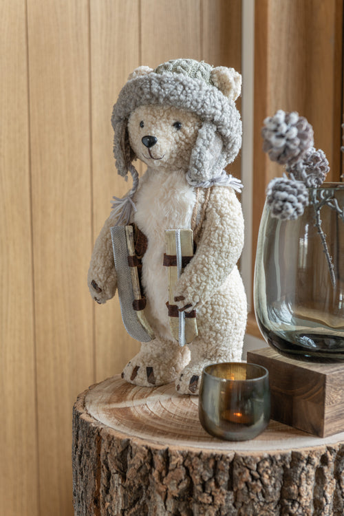 J-Line theelichthouder Lijnen - glas - donkerbruin - small - 3 stuks