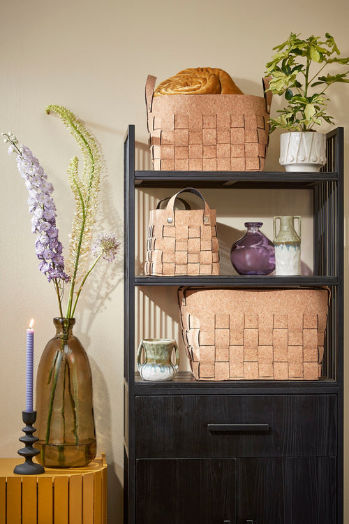 Mica Decorations Opbergmand - Set van 3 - L40 x B30 x H30 cm - Kurk/Vilt - Bruin - vtwonen shop