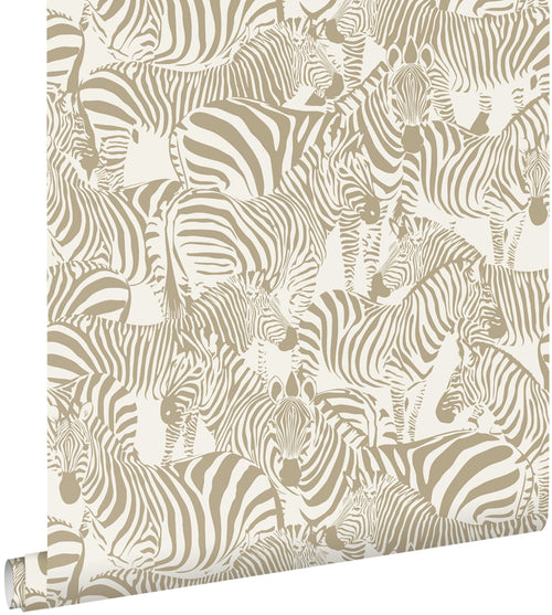 ESTAhome behang zebra's donker beige - 50 x 900 cm - 132211