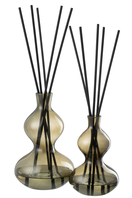 J-Line geurstokjes Olive & Frank Incense - glas - groen - large